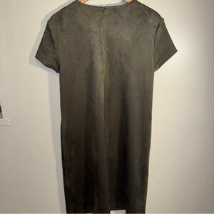 J. McLaughlin Moleskin Faux Suede Dress Olive Cap Sleeve Pockets Large